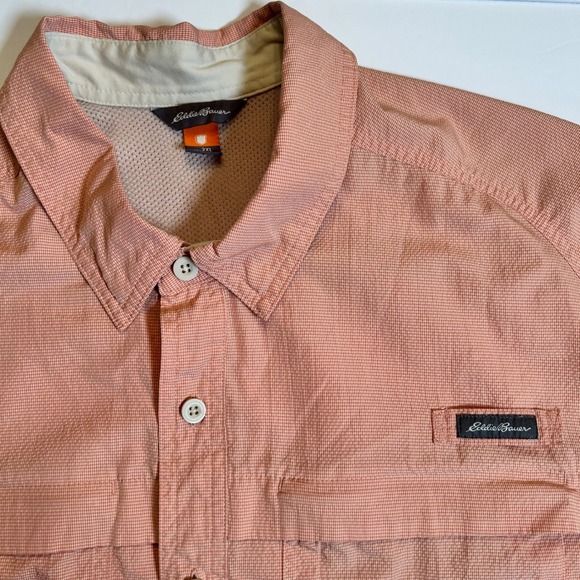 Eddie Bauer Mens 2XL Button Down Short Sleeve Shirt Vented Fishing Hiking - Picture 1 of 10